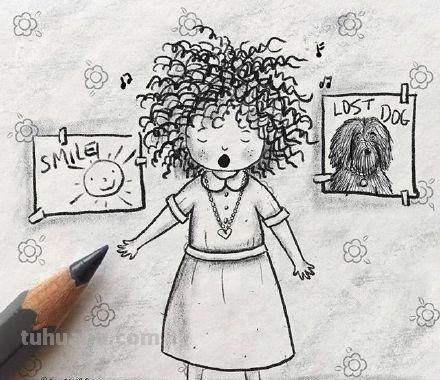 一组小朋友日常生活手绘简笔画插画