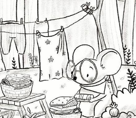 一组小朋友日常生活手绘简笔画插画