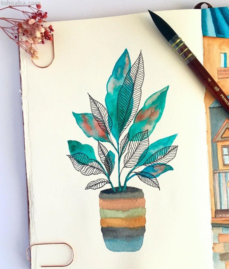 不会水彩画？用这个小技巧 水彩画简单又好看