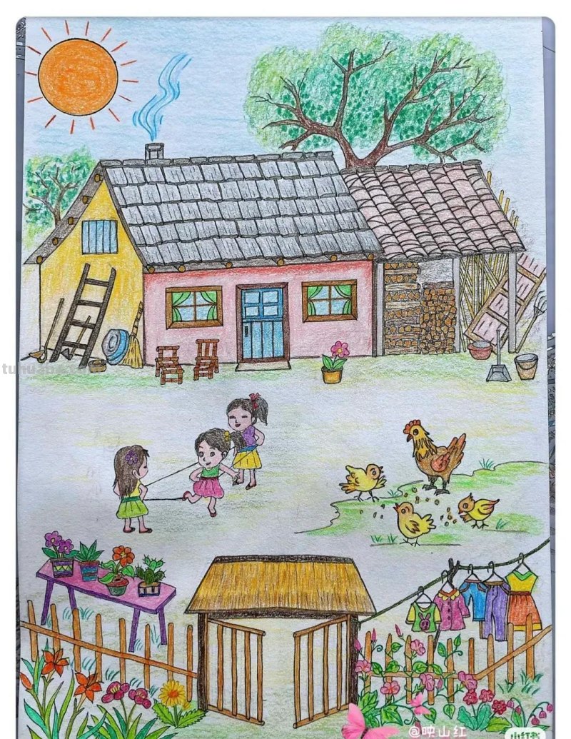 适合8—15岁好看好学的彩铅风景画，喜欢的可以收藏临摹