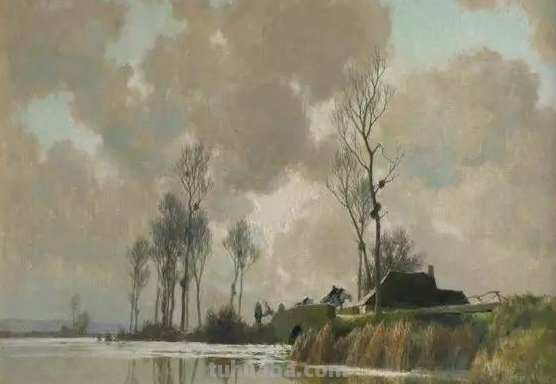 外国画家的18副水彩风景画，风景唯美，画风轻灵，神似中国山水画