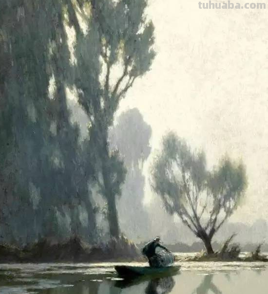 外国画家的18副水彩风景画，风景唯美，画风轻灵，神似中国山水画