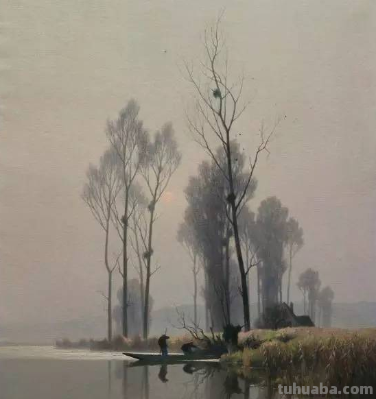 外国画家的18副水彩风景画，风景唯美，画风轻灵，神似中国山水画