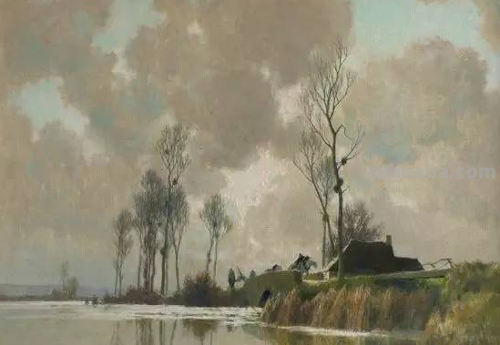 外国画家的18副水彩风景画，风景唯美，画风轻灵，神似中国山水画
