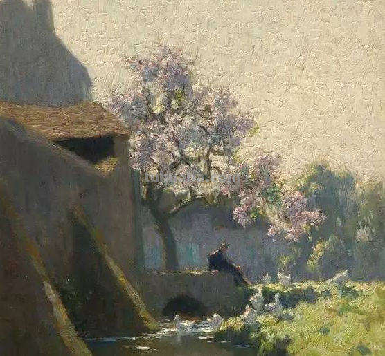 外国画家的18副水彩风景画，风景唯美，画风轻灵，神似中国山水画