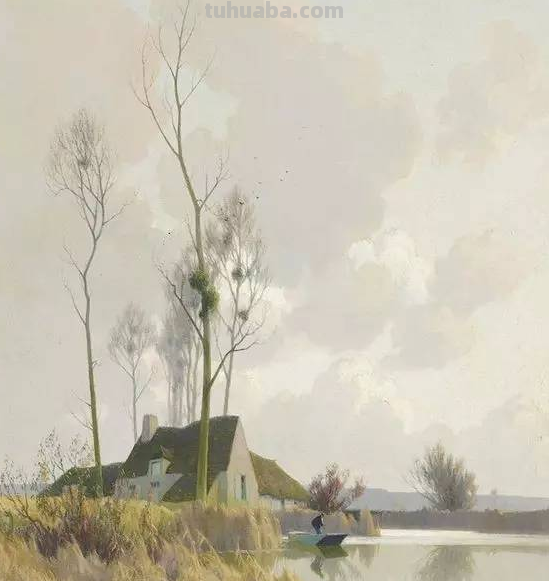 外国画家的18副水彩风景画，风景唯美，画风轻灵，神似中国山水画