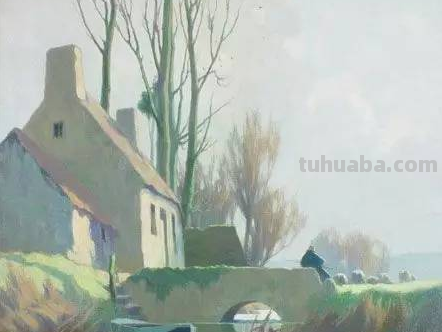 外国画家的18副水彩风景画，风景唯美，画风轻灵，神似中国山水画