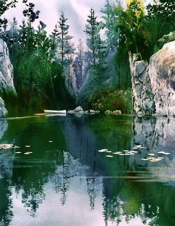 用水彩画出来的风景画，比真实的风景还要美丽
