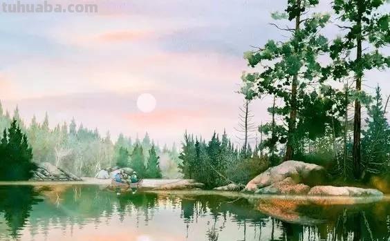 用水彩画出来的风景画，比真实的风景还要美丽