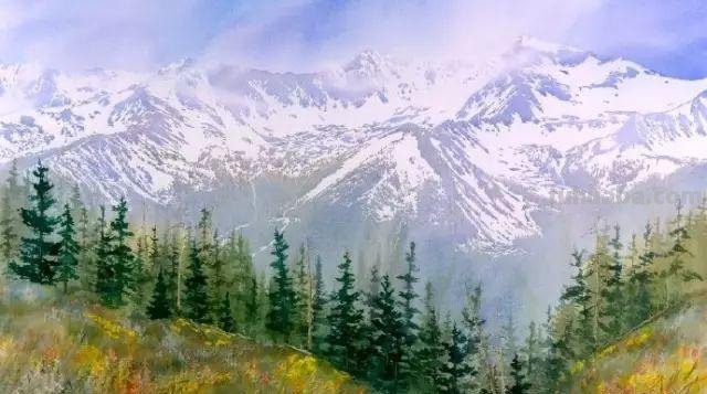 用水彩画出来的风景画，比真实的风景还要美丽
