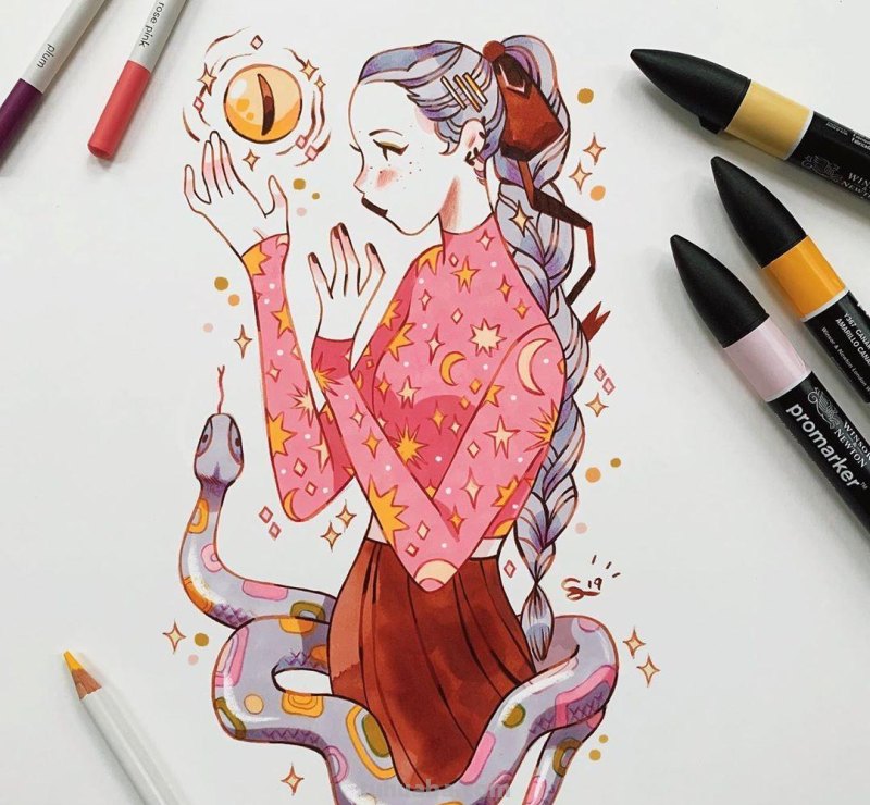 水彩插画：50张书籍人物插图，满足少女心的你，临摹的好素材