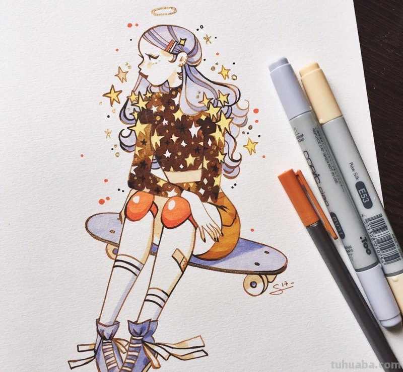 水彩插画：50张书籍人物插图，满足少女心的你，临摹的好素材