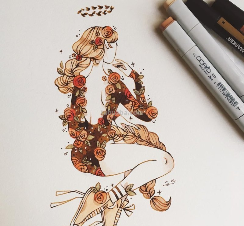 水彩插画：50张书籍人物插图，满足少女心的你，临摹的好素材
