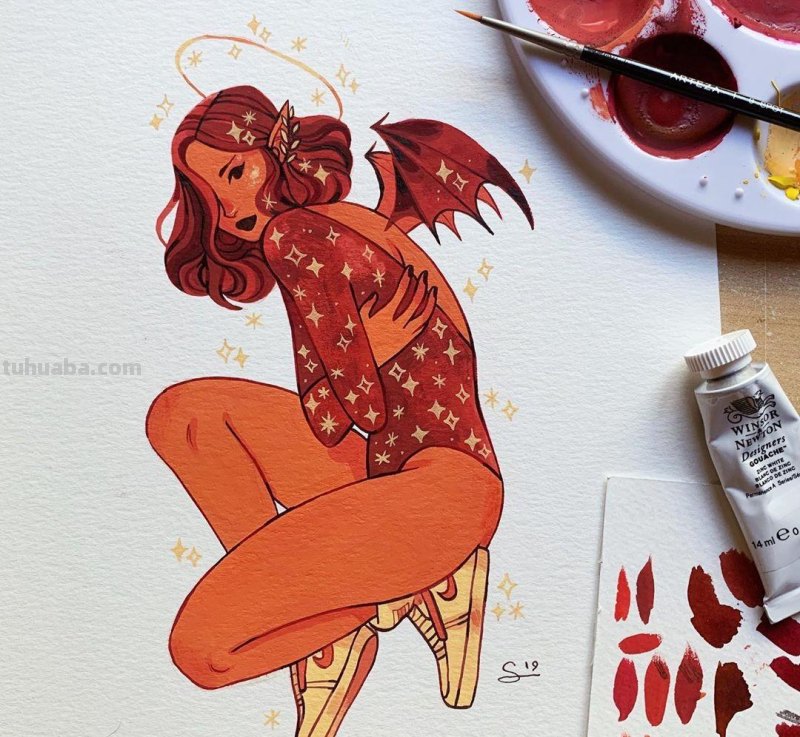 水彩插画：50张书籍人物插图，满足少女心的你，临摹的好素材