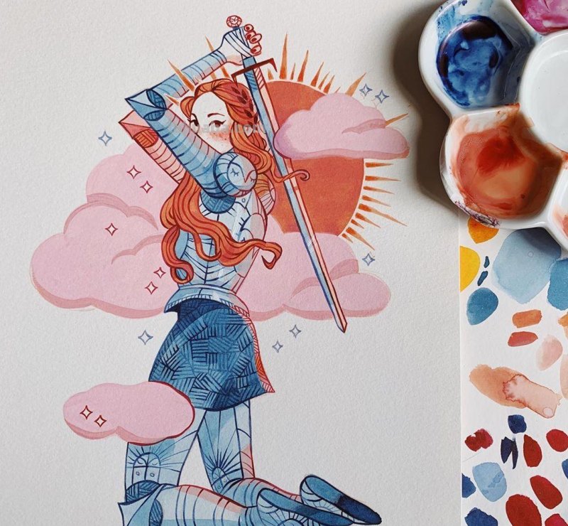 水彩插画：50张书籍人物插图，满足少女心的你，临摹的好素材