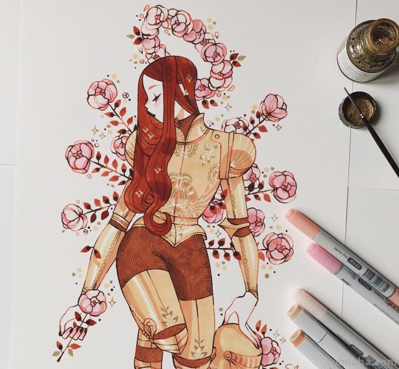 水彩插画：50张书籍人物插图，满足少女心的你，临摹的好素材