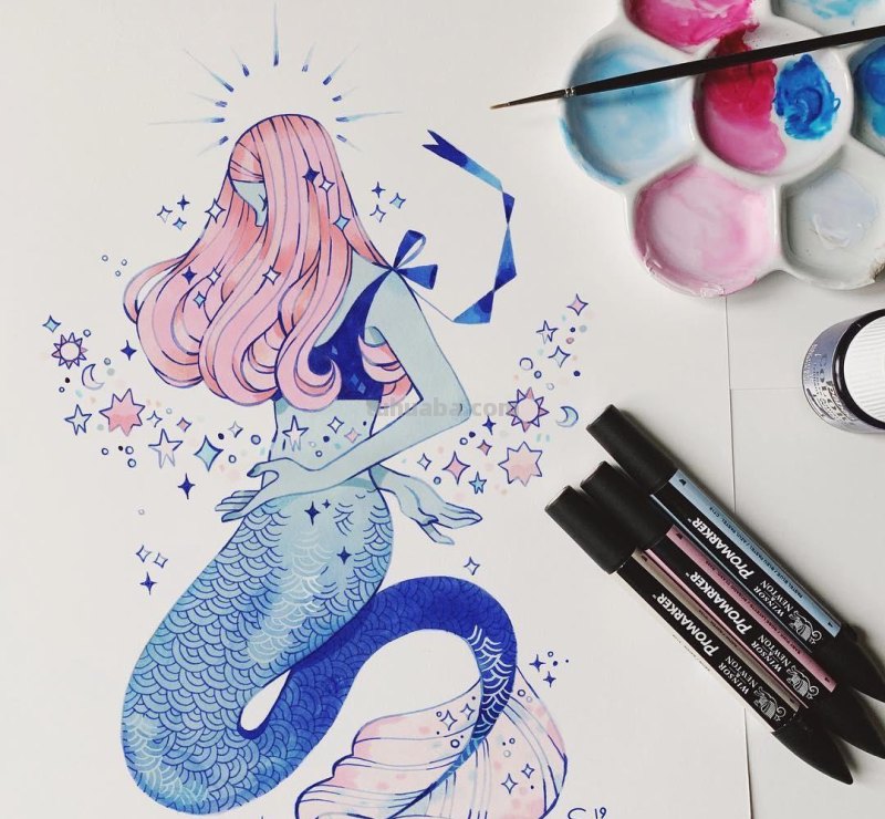 水彩插画：50张书籍人物插图，满足少女心的你，临摹的好素材