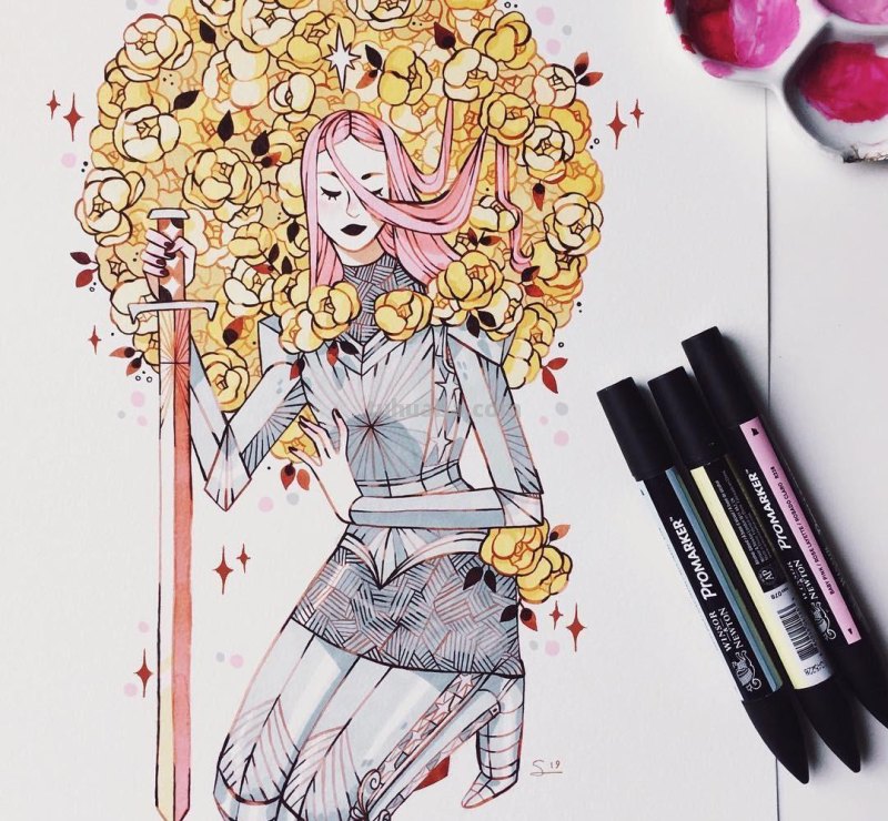 水彩插画：50张书籍人物插图，满足少女心的你，临摹的好素材