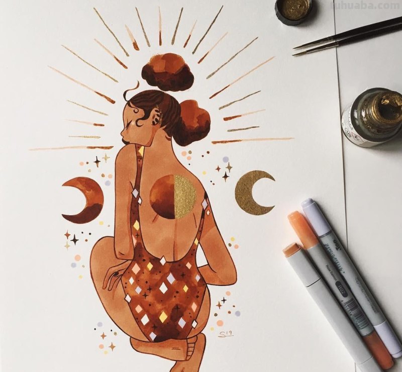 水彩插画：50张书籍人物插图，满足少女心的你，临摹的好素材