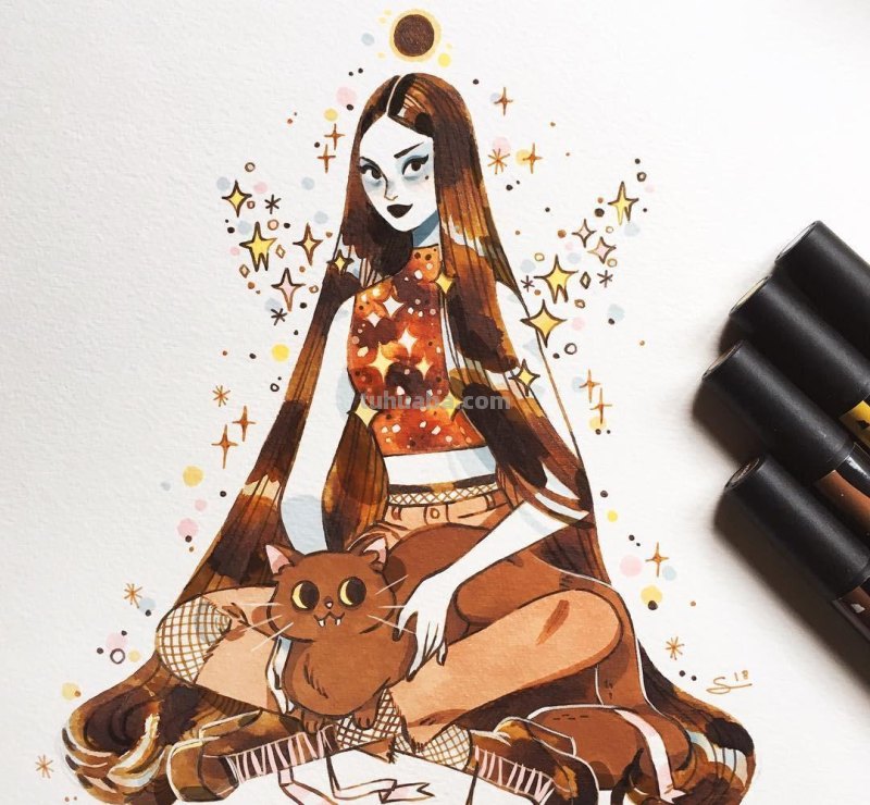 水彩插画：50张书籍人物插图，满足少女心的你，临摹的好素材