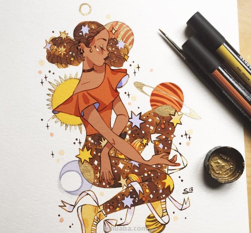 水彩插画：50张书籍人物插图，满足少女心的你，临摹的好素材