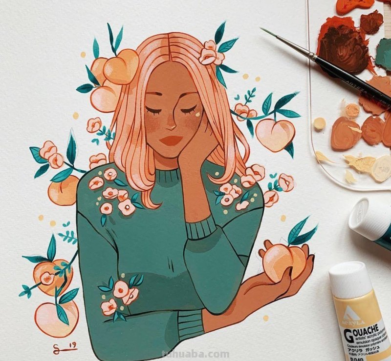 水彩插画：50张书籍人物插图，满足少女心的你，临摹的好素材