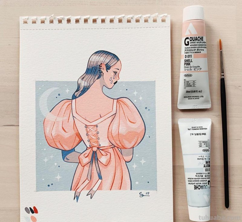 水彩插画：50张书籍人物插图，满足少女心的你，临摹的好素材