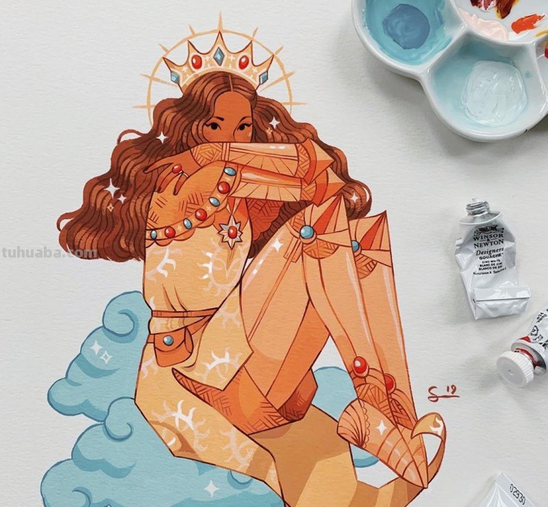 水彩插画：50张书籍人物插图，满足少女心的你，临摹的好素材