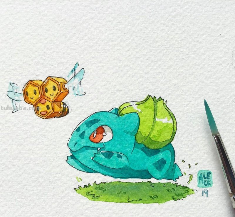 可爱的小动物水彩插画