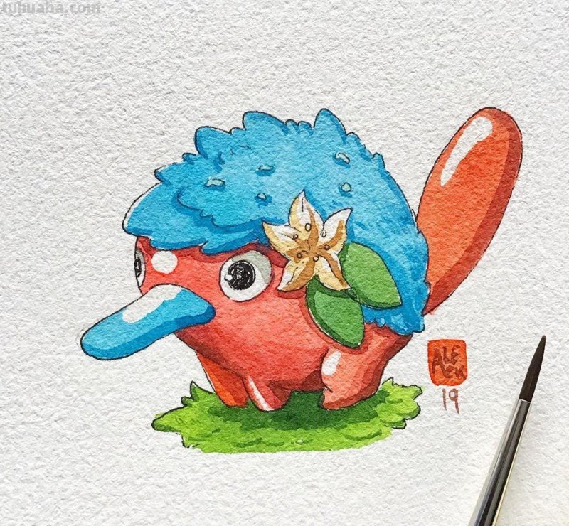 可爱的小动物水彩插画