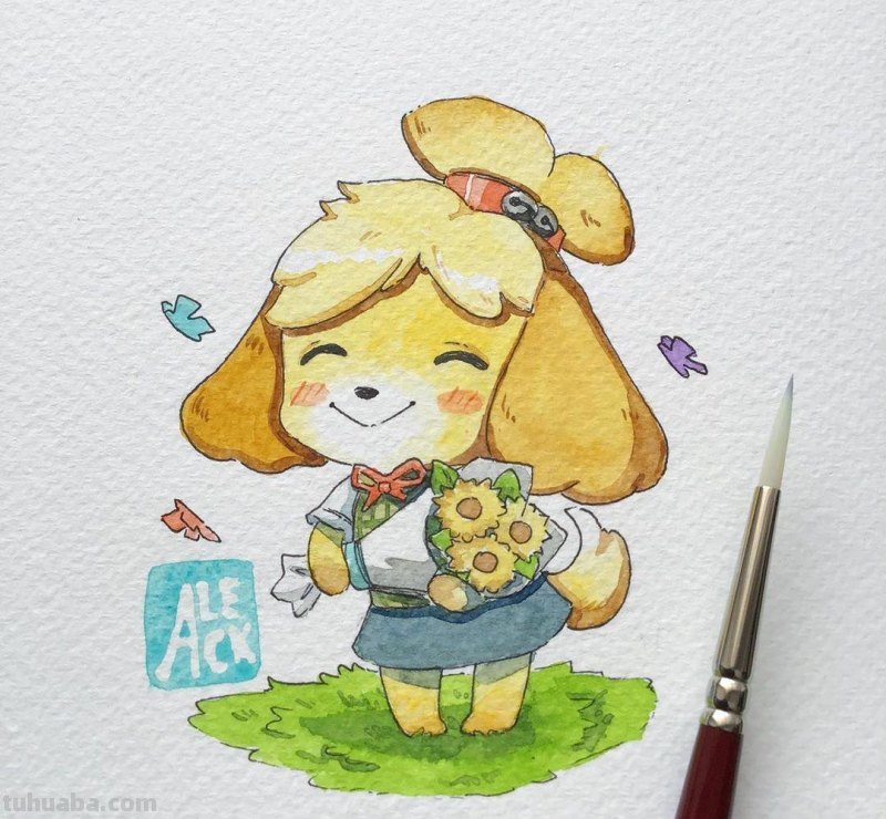 可爱的小动物水彩插画