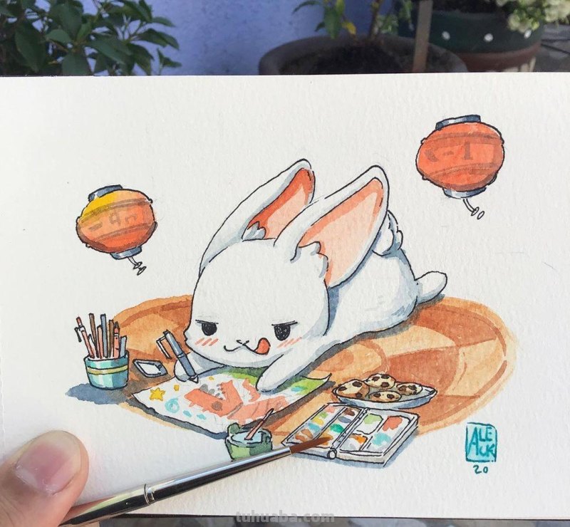 可爱的小动物水彩插画