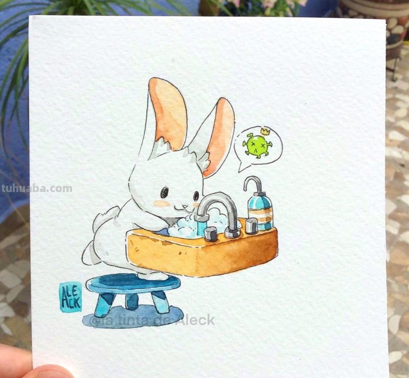 可爱的小动物水彩插画