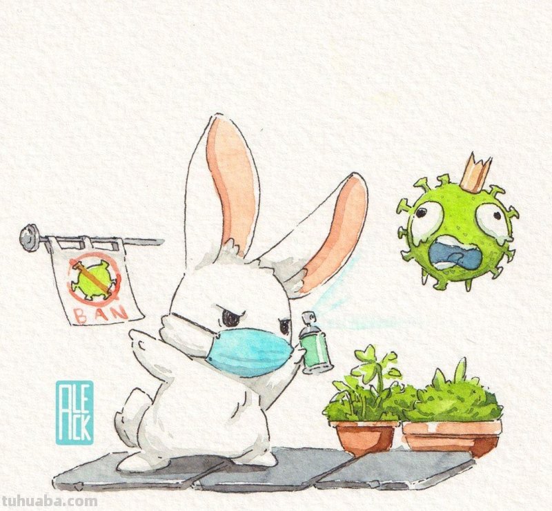 可爱的小动物水彩插画