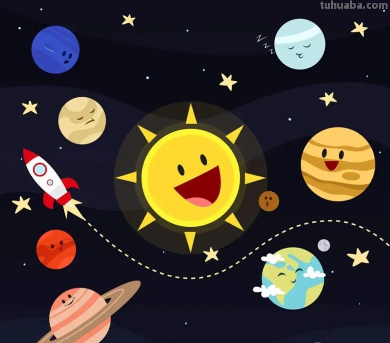 儿童画素材分享—14种科幻主题的儿童画素材！美丽太空漫游主题！
