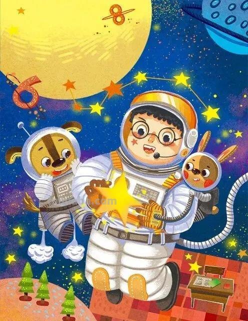 儿童画素材分享—14种科幻主题的儿童画素材！美丽太空漫游主题！