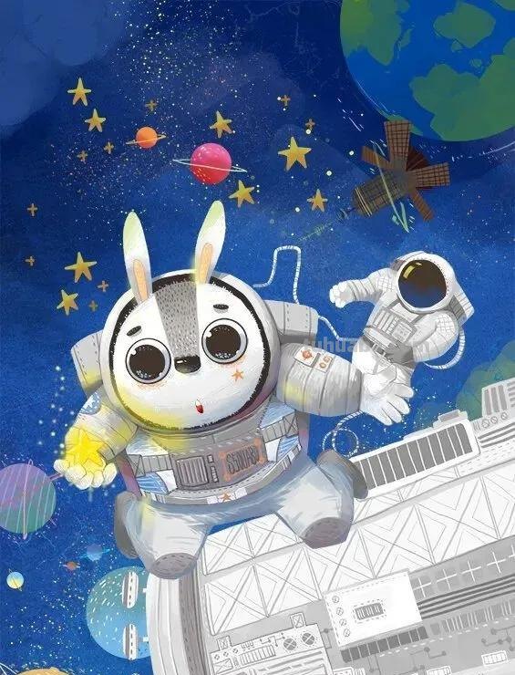 儿童画素材分享—14种科幻主题的儿童画素材！美丽太空漫游主题！