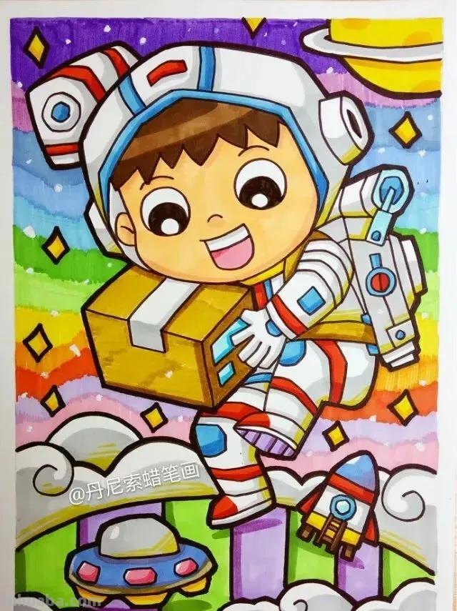 儿童画素材分享—14种科幻主题的儿童画素材！美丽太空漫游主题！