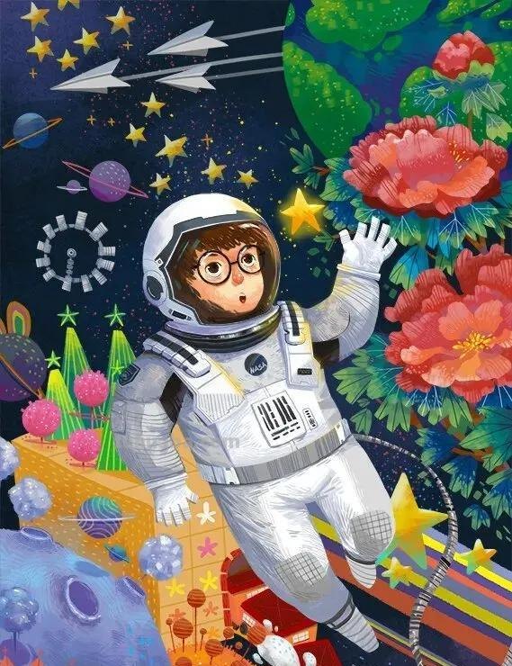 儿童画素材分享—14种科幻主题的儿童画素材！美丽太空漫游主题！