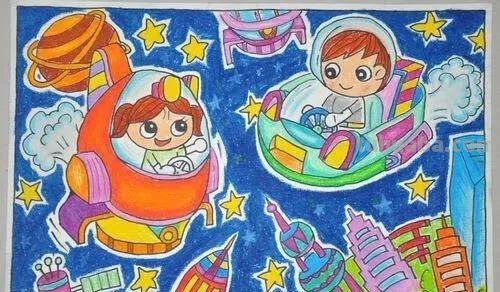 儿童画素材分享—14种科幻主题的儿童画素材！美丽太空漫游主题！