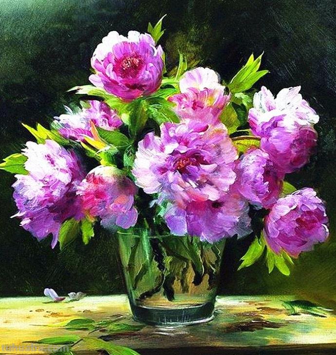 俄罗斯画家 Serguei Toutounov 花卉静物油画
