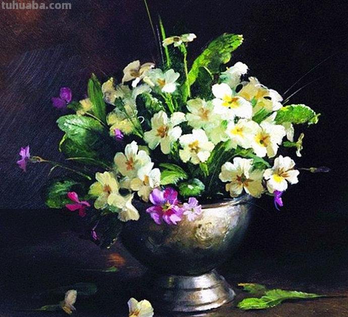 俄罗斯画家 Serguei Toutounov 花卉静物油画