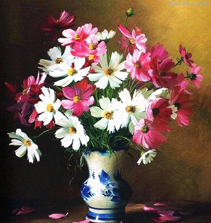 俄罗斯画家 Serguei Toutounov 花卉静物油画