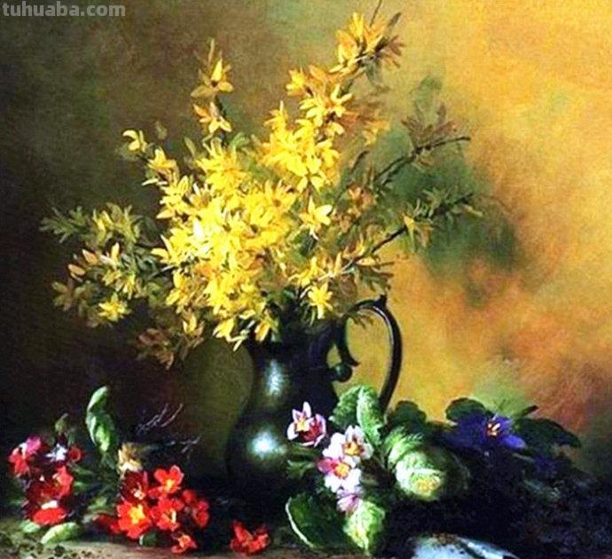 俄罗斯画家 Serguei Toutounov 花卉静物油画