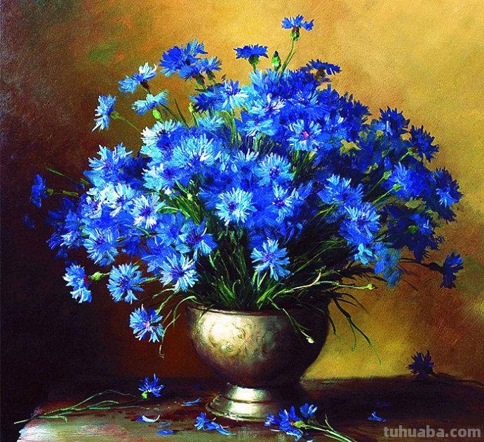 俄罗斯画家 Serguei Toutounov 花卉静物油画