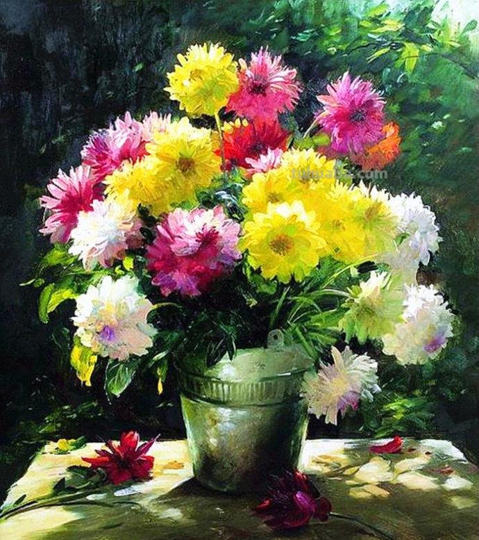 俄罗斯画家 Serguei Toutounov 花卉静物油画