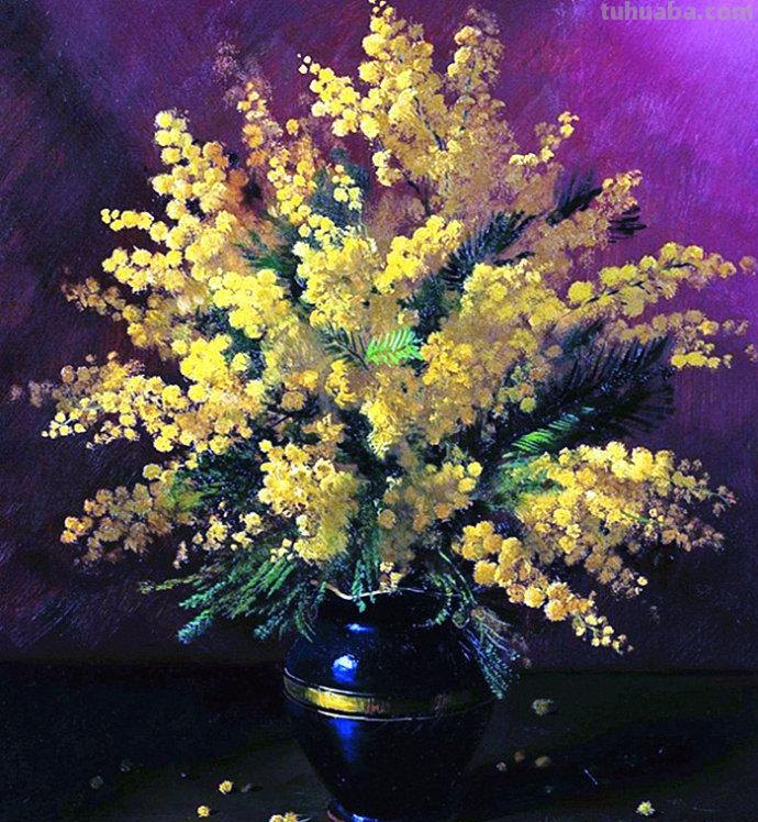 俄罗斯画家 Serguei Toutounov 花卉静物油画