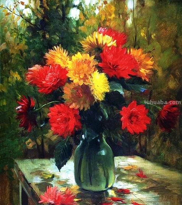 俄罗斯画家 Serguei Toutounov 花卉静物油画