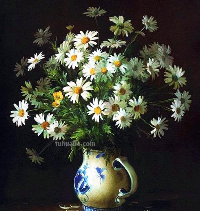 俄罗斯画家 Serguei Toutounov 花卉静物油画
