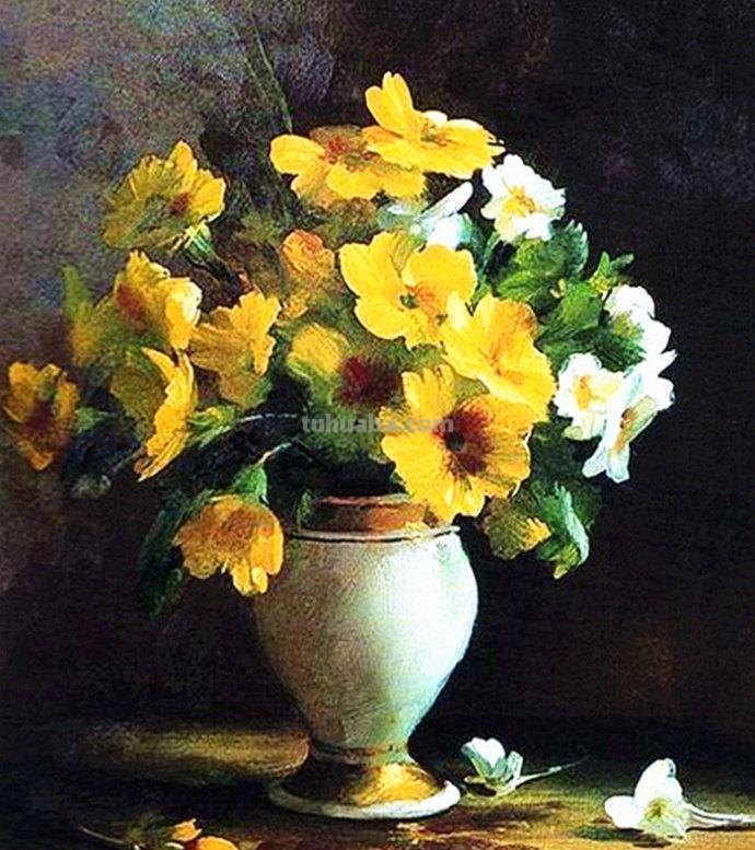 俄罗斯画家 Serguei Toutounov 花卉静物油画